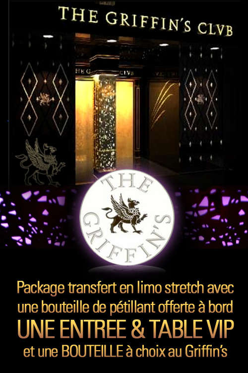 réserver une limousine pour le griffin's club - table + bouteille